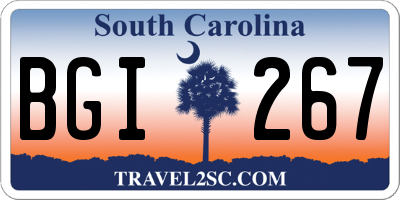 SC license plate BGI267