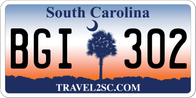 SC license plate BGI302
