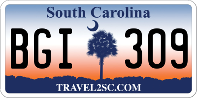 SC license plate BGI309