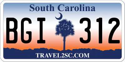 SC license plate BGI312