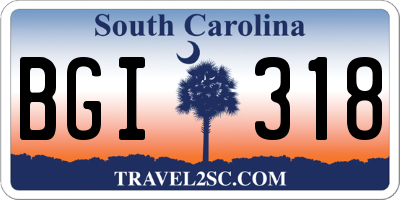 SC license plate BGI318