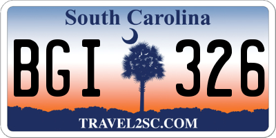 SC license plate BGI326