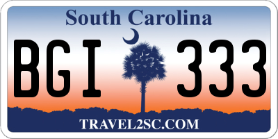 SC license plate BGI333