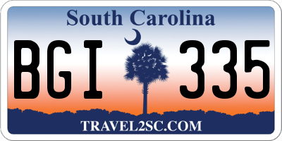 SC license plate BGI335