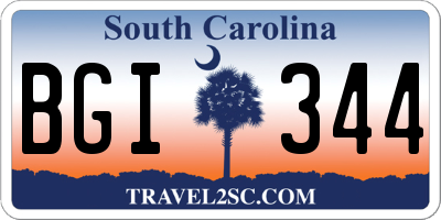 SC license plate BGI344