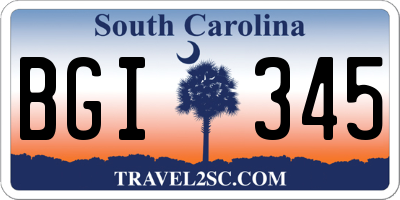 SC license plate BGI345
