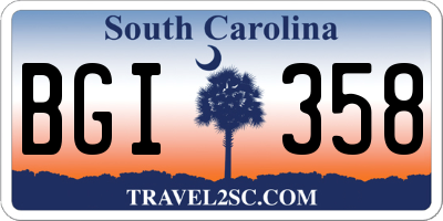 SC license plate BGI358