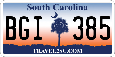 SC license plate BGI385
