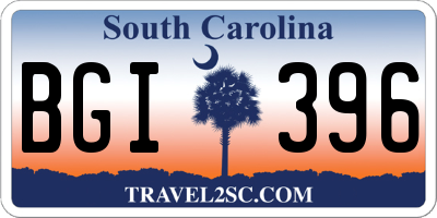 SC license plate BGI396