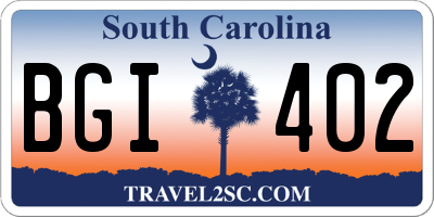 SC license plate BGI402