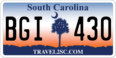SC license plate BGI430