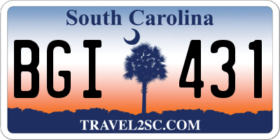 SC license plate BGI431