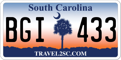 SC license plate BGI433