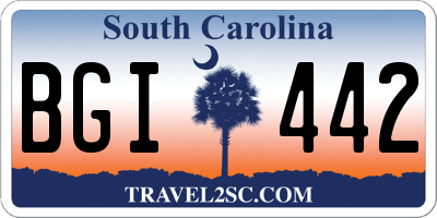 SC license plate BGI442