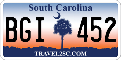 SC license plate BGI452