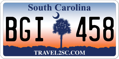 SC license plate BGI458