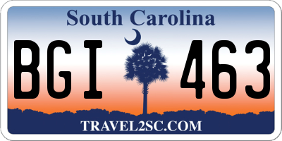 SC license plate BGI463