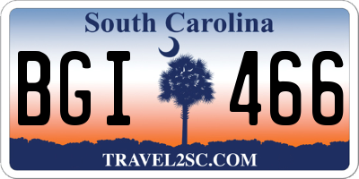 SC license plate BGI466