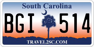 SC license plate BGI514