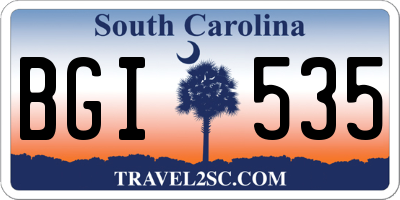 SC license plate BGI535