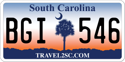 SC license plate BGI546