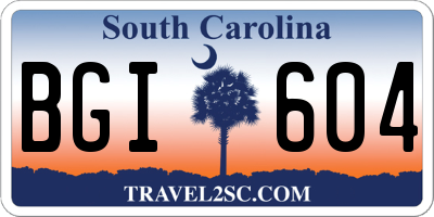 SC license plate BGI604