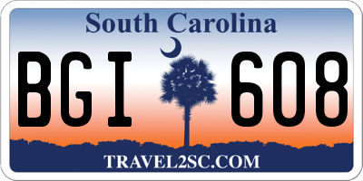 SC license plate BGI608