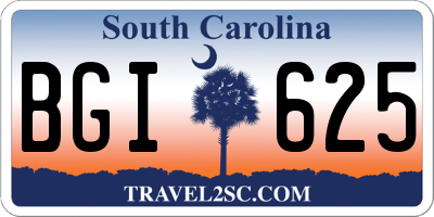 SC license plate BGI625