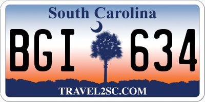 SC license plate BGI634