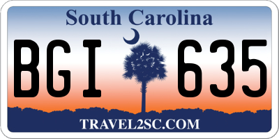 SC license plate BGI635