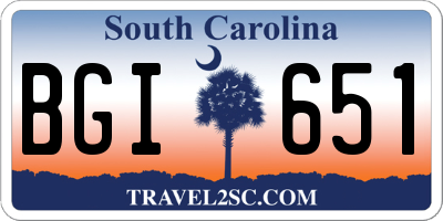 SC license plate BGI651