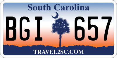 SC license plate BGI657