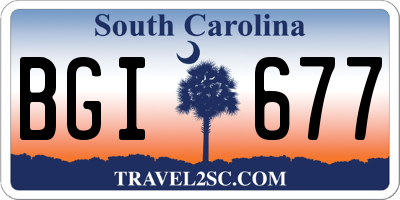 SC license plate BGI677