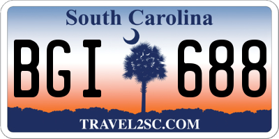 SC license plate BGI688