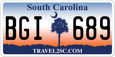 SC license plate BGI689