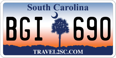 SC license plate BGI690
