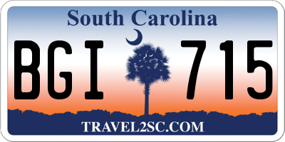SC license plate BGI715