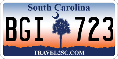 SC license plate BGI723