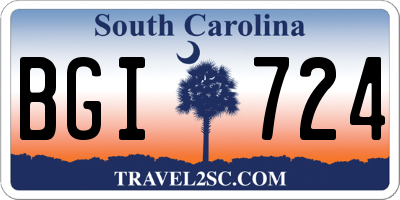 SC license plate BGI724