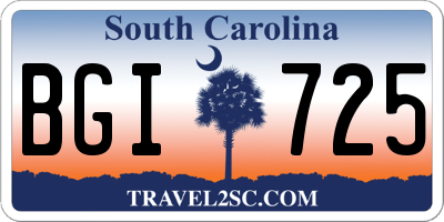 SC license plate BGI725