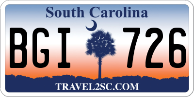 SC license plate BGI726