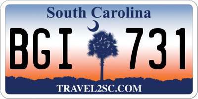 SC license plate BGI731