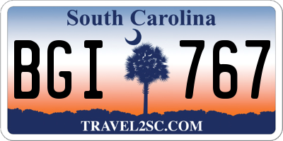 SC license plate BGI767