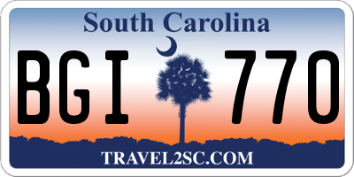 SC license plate BGI770