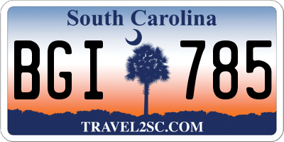 SC license plate BGI785