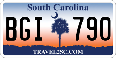 SC license plate BGI790
