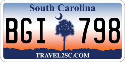 SC license plate BGI798