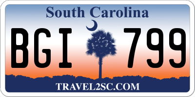 SC license plate BGI799