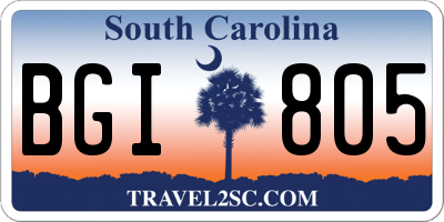 SC license plate BGI805