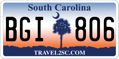 SC license plate BGI806